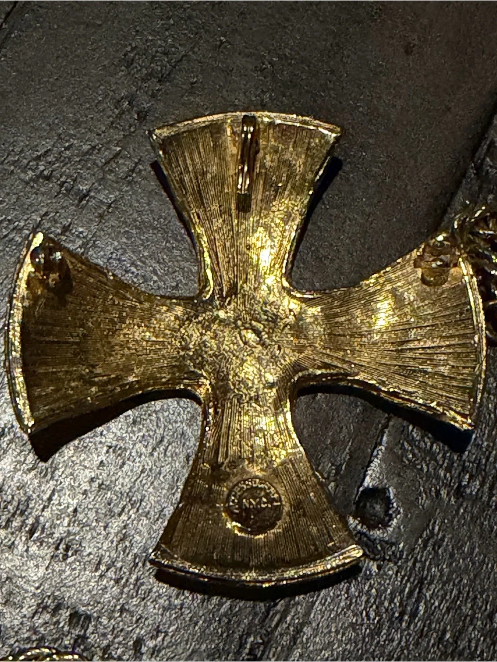 Gold-Tone Vintage Ornate Cross Pendant Necklace